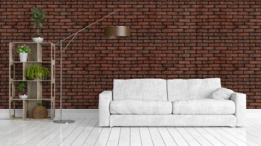 Modern parlak iç. 3D render