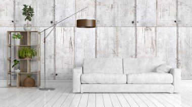 Modern parlak iç. 3D render