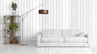 Modern parlak iç. 3D render