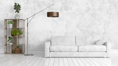 Modern parlak iç. 3D render