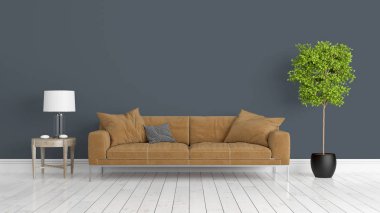 Modern parlak iç. 3D render