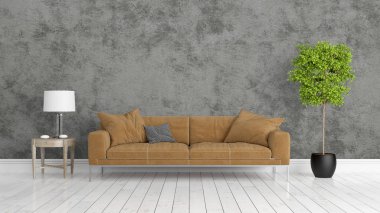 Modern parlak iç. 3D render