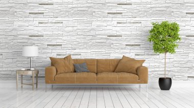 Modern parlak iç. 3D render