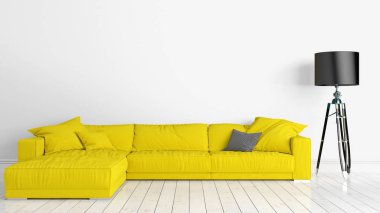 Modern parlak iç. 3D render