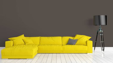 Modern parlak iç. 3D render