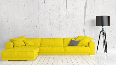 Modern parlak iç. 3D render