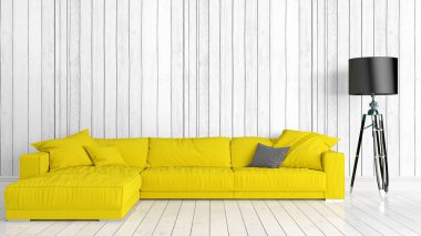 Modern parlak iç. 3D render