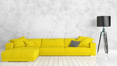 Modern parlak iç. 3D render