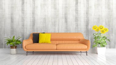 Modern parlak iç. 3D render