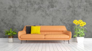 Modern parlak iç. 3D render