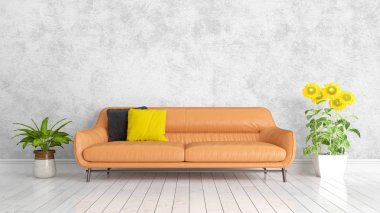 Modern parlak iç. 3D render