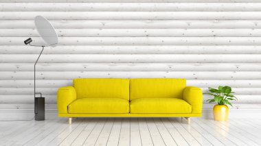 Modern parlak iç. 3D render