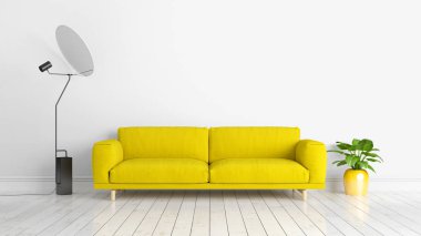 Modern parlak iç. 3D render