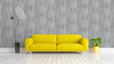 Modern parlak iç. 3D render