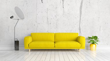 Modern parlak iç. 3D render