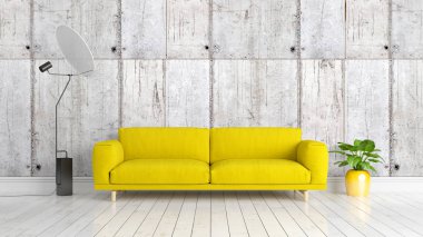 Modern parlak iç. 3D render