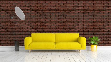 Modern parlak iç. 3D render