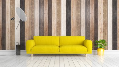 Modern parlak iç. 3D render