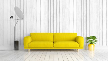 Modern parlak iç. 3D render