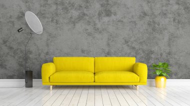 Modern parlak iç. 3D render