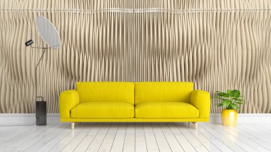 Modern parlak iç. 3D render