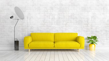 Modern parlak iç. 3D render