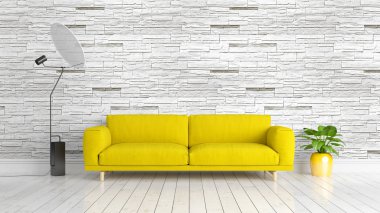 Modern parlak iç. 3D render