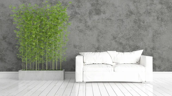 Modern parlak iç. 3D render