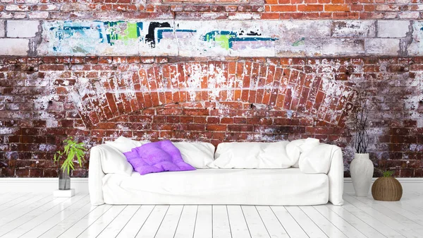 Modern parlak iç. 3D render