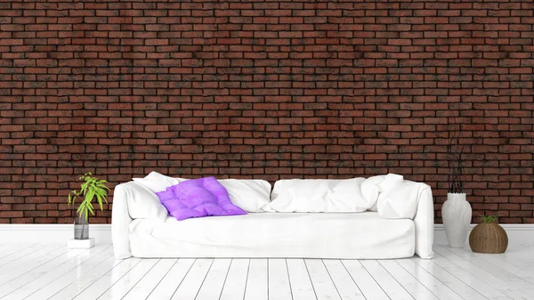 Modern parlak iç. 3D render