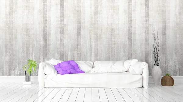 Modern parlak iç. 3D render