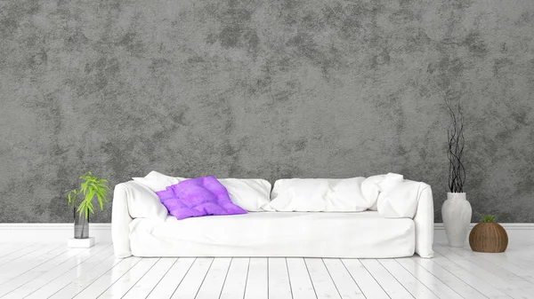 Modern parlak iç. 3D render