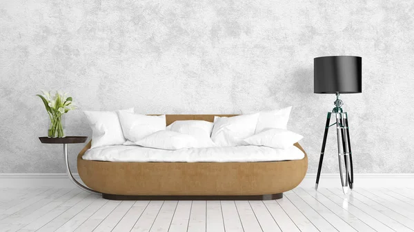 Modern parlak iç. 3D render