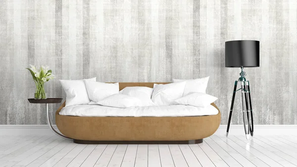 Modern parlak iç. 3D render