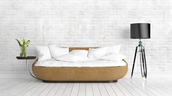 Modern parlak iç. 3D render