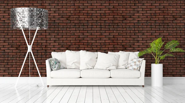 Modern parlak iç. 3D render