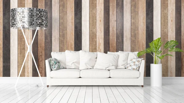 Modern parlak iç. 3D render