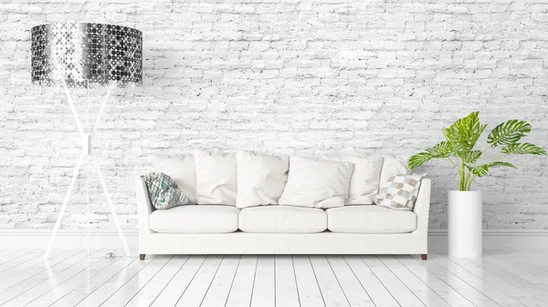 Modern parlak iç. 3D render