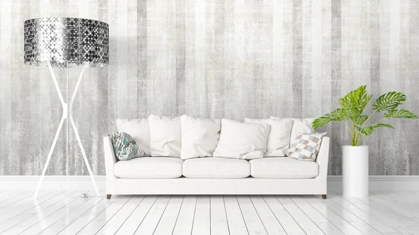 Modern parlak iç. 3D render