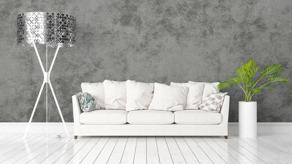 Modern parlak iç. 3D render