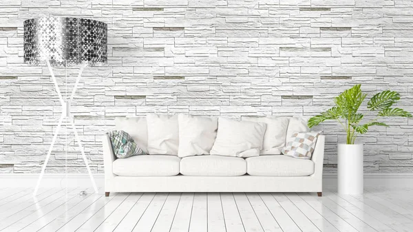 Modern parlak iç. 3D render