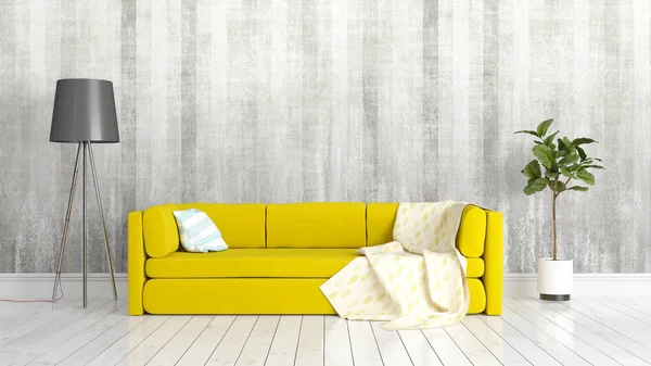 Modern parlak iç. 3D render