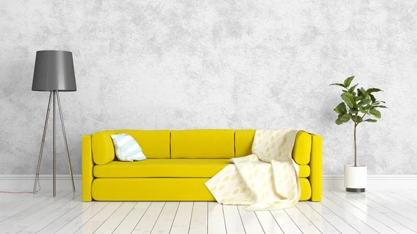 Modern parlak iç. 3D render