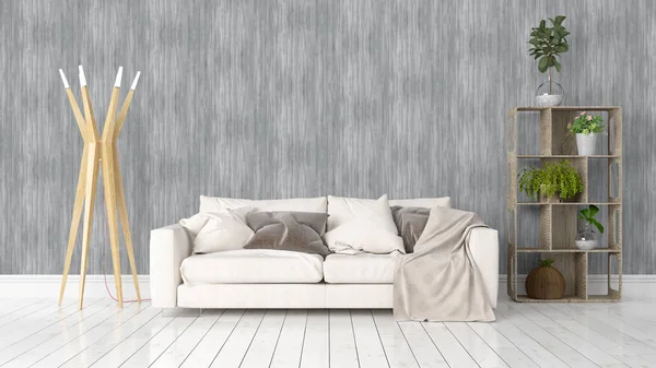 Modern parlak iç. 3D render