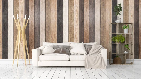 Modern parlak iç. 3D render