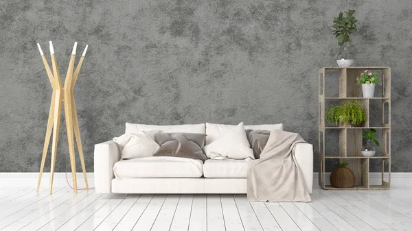 Modern parlak iç. 3D render