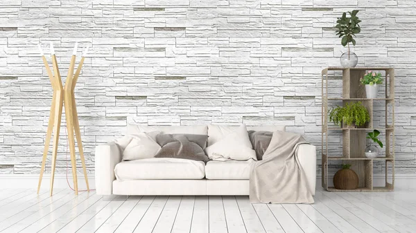 Modern parlak iç. 3D render