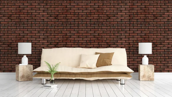 Modern parlak iç. 3D render