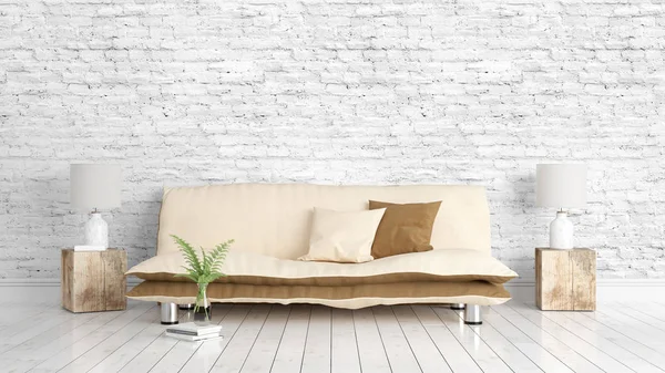 Modern parlak iç. 3D render