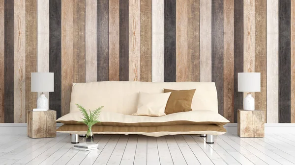 Modern parlak iç. 3D render